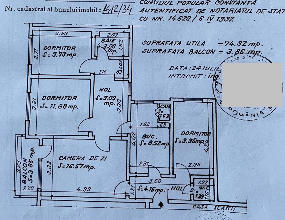 SAT VACANTA-APARTAMENT CU 4 CAMERE ETAJ 3