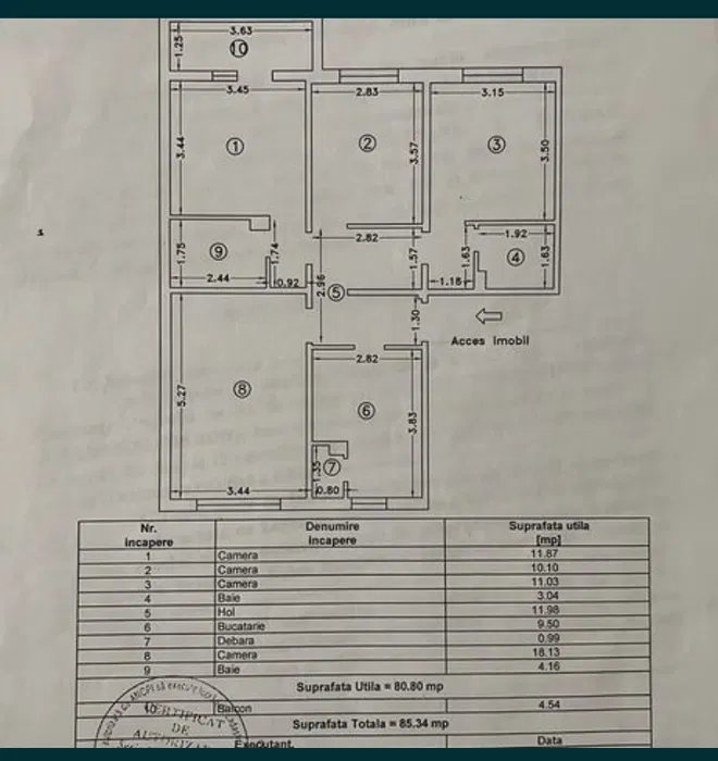 Apartament 4 Camere - Inel I - Etaj 3 - Necesita Renovare