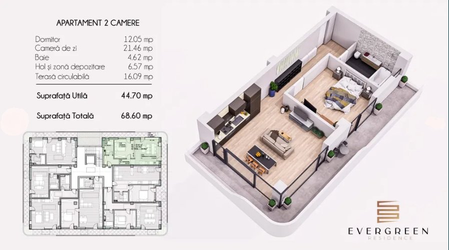 Apartament 2 Camere - Evergreen Residence - Mamaia Nord