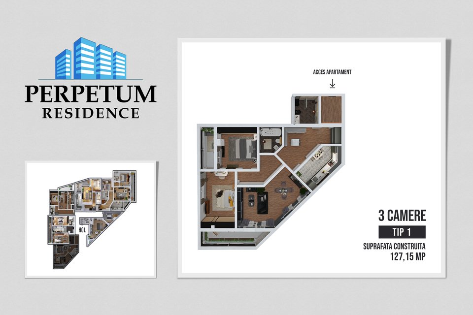 Apartament 3 Camere Tip 1 - Sala Polivalenta - Perpetum Residence II