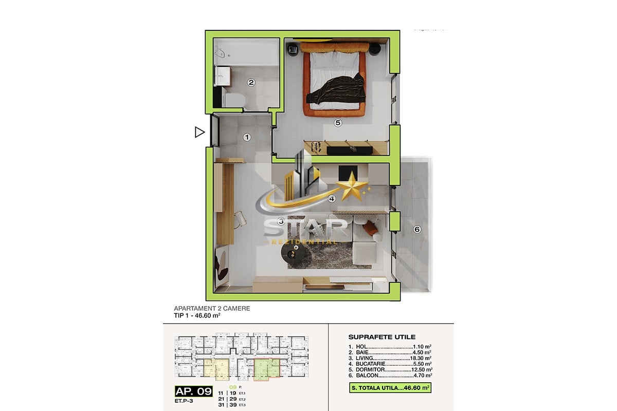Bragadiru –Kaufland- apartament 2 camere, încălzire în pardoseală - foto 7