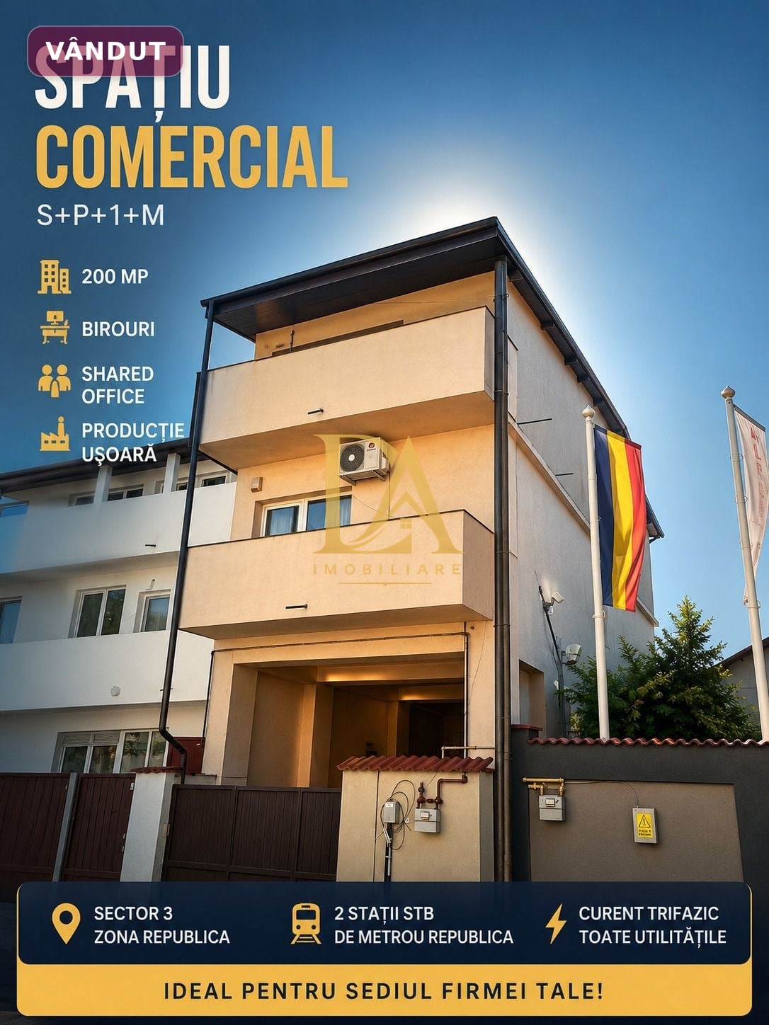Clădire individuală S+P+1+M | Spațiu birouri/comercial 